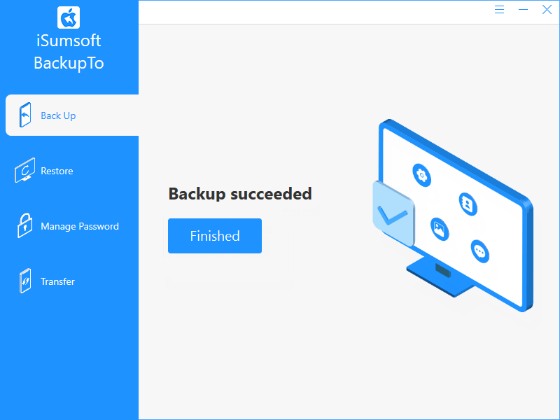 iSumsoft BackupTo has successfully backed up iPhone to external hard drive