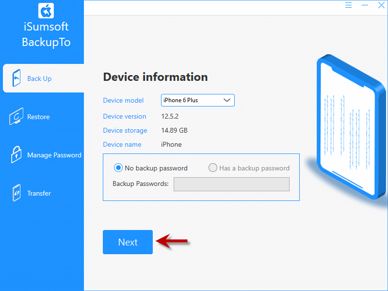 click Next on iSumsoft BackupTo