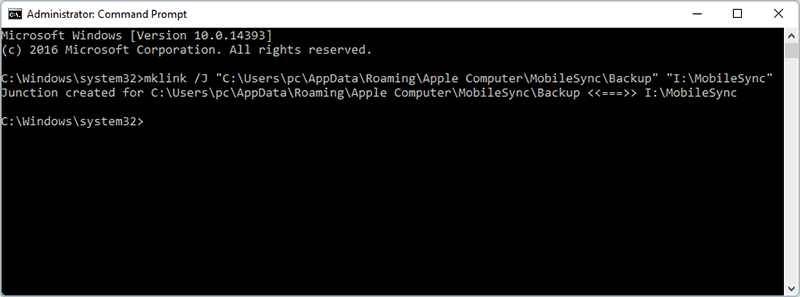 enter command to change iTunes backup location