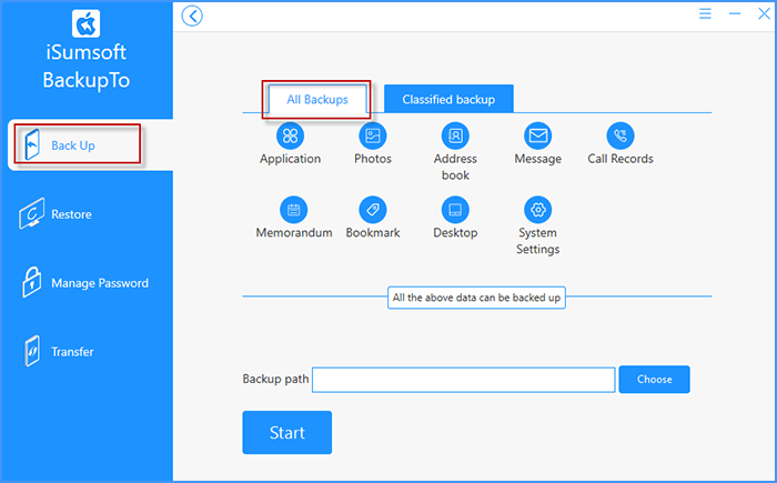 choose All backup
