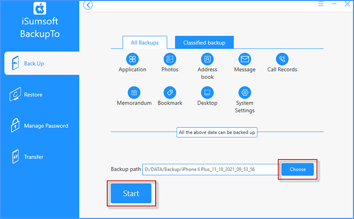 set backup path