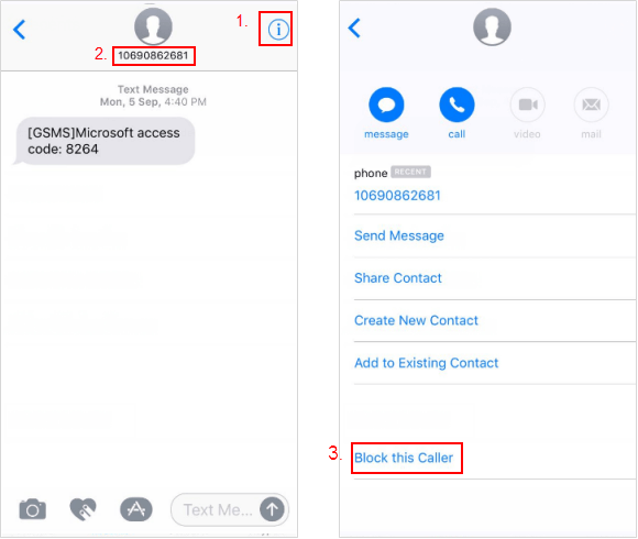 Block text message