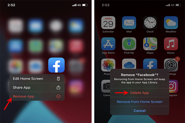 Delete App via Home Screen