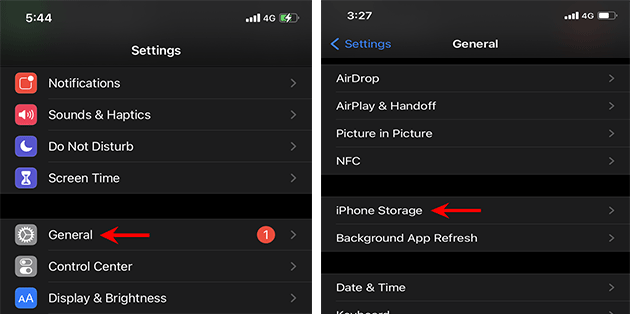 iPhone Storage Settings