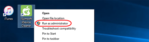 Run iDevice Cleaner as Administrator
