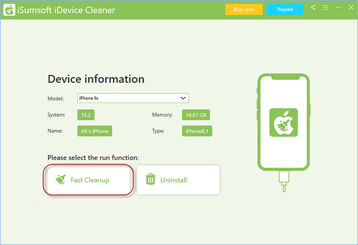 choose Fast Cleanup option