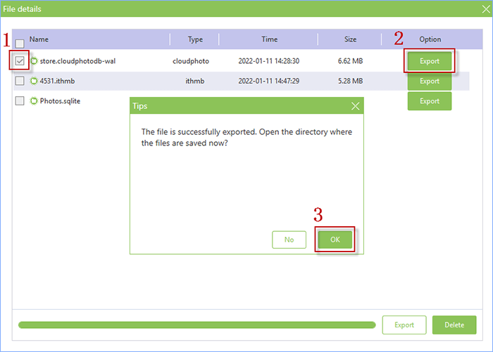 Export files