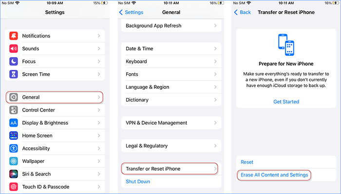reset iPhone