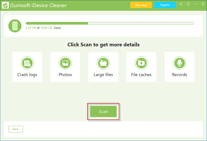 click on scan