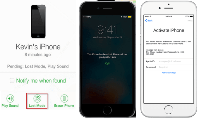 Turn on lost mode and erase iPhone