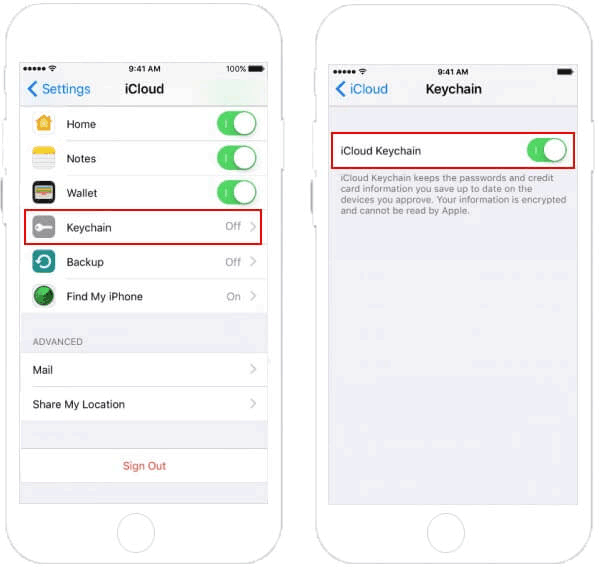 Enable iCloud Keychain on iPhone iPad