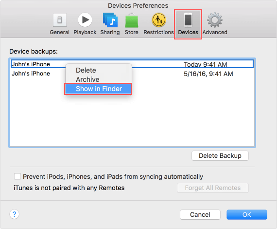 Show in Finder