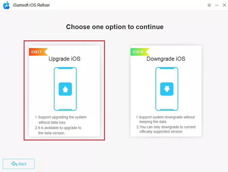 Select Upgrade iOS