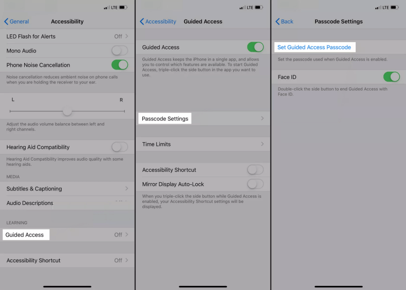 Set guided access passcode