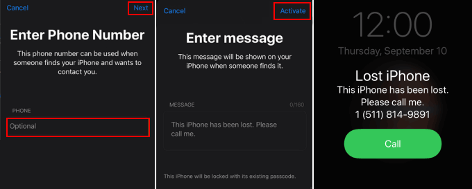 Lock a lost iPhone