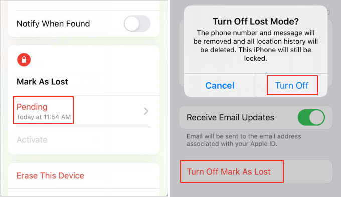 Turn Off Mark As Lost,