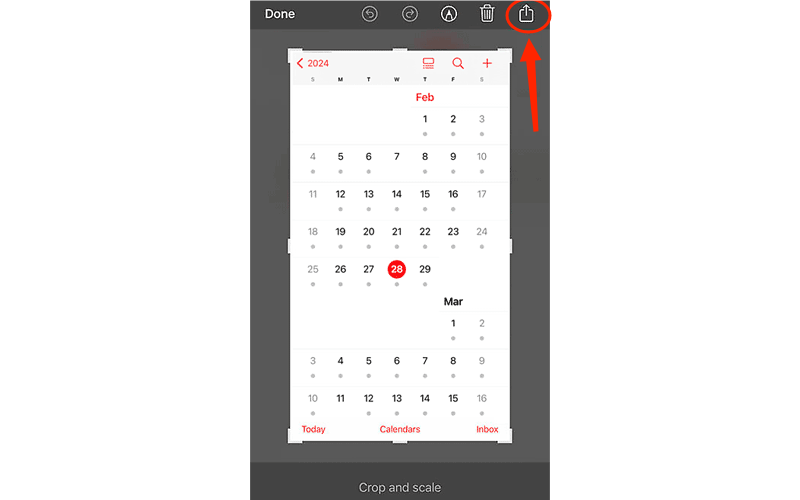 print calendar screenshot via airprint