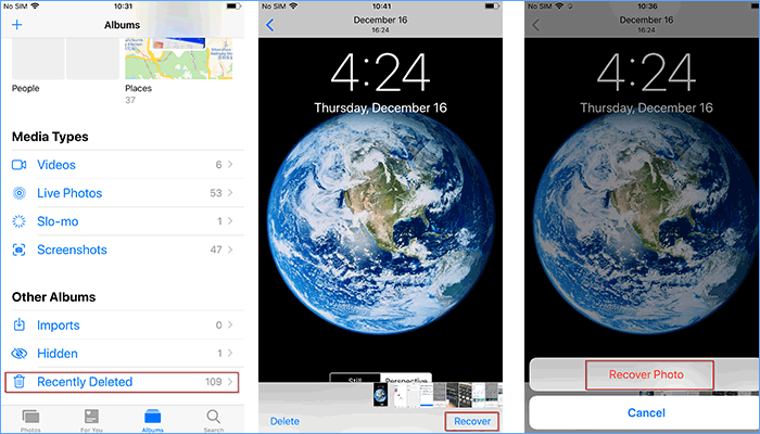 restore photos on iPhone