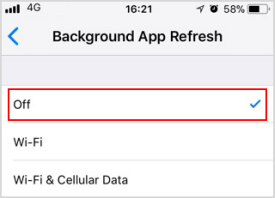 Turn off background app refresh