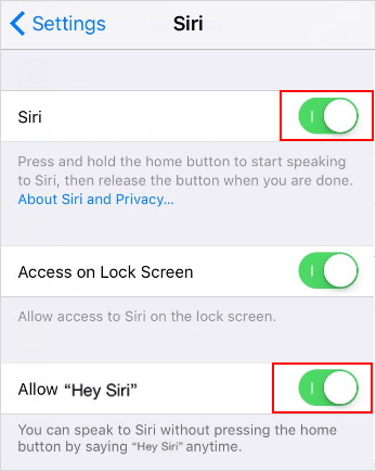 Turn on Hey Siri