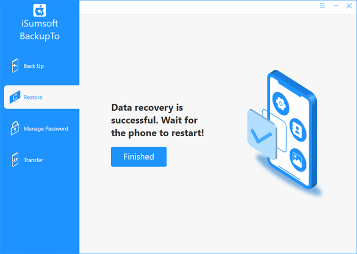 iSumsoft BackupTo reports a successful data transfer