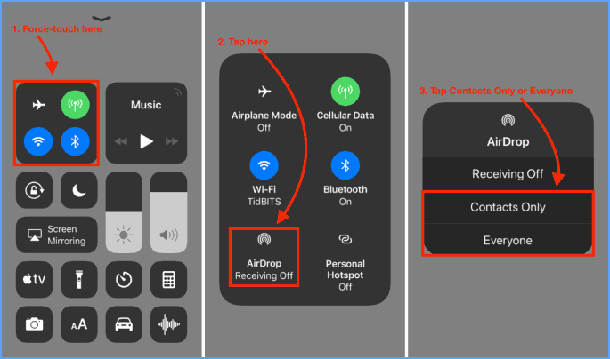 turn on AirDrop on iPhone