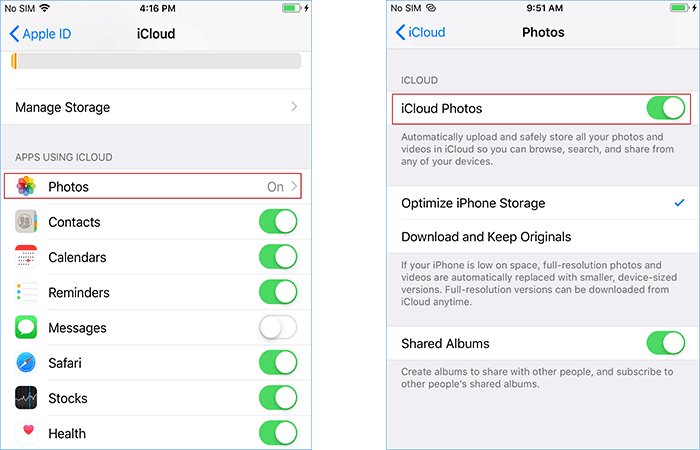 turn on iCloud Photos