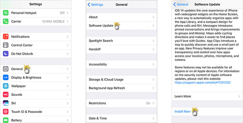 update iPhone from Settings