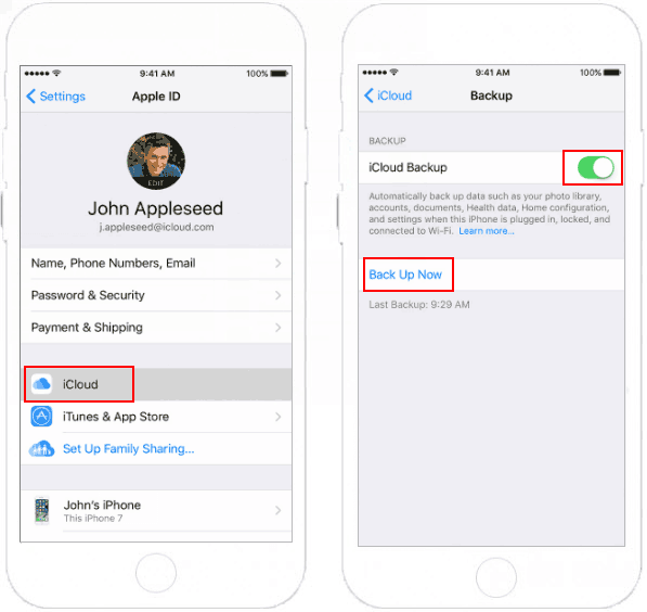 Set up iCloud backup