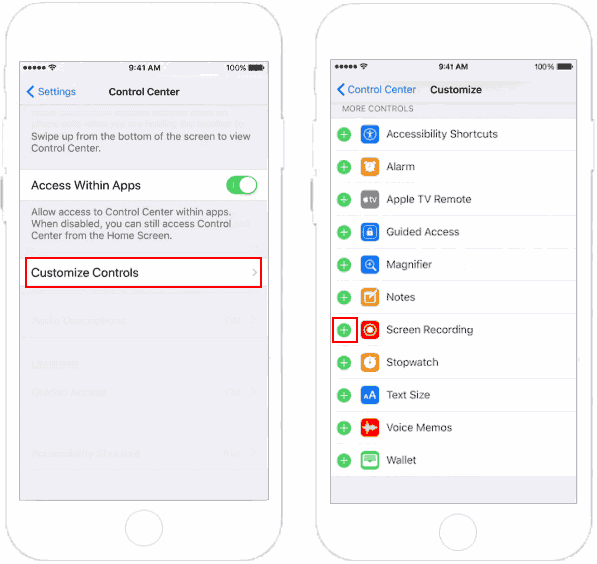 Add screen recording to control center