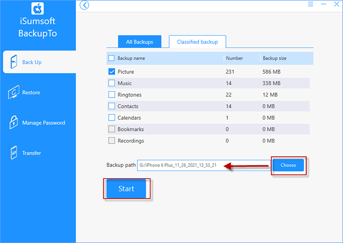 choose backup path