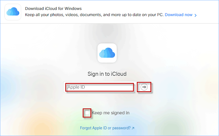 sign in to iCloud