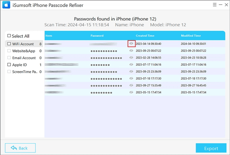 view passwords found in your iphone