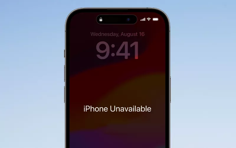 Example of an iPhone Unavailable screen