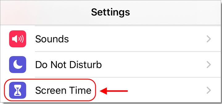 tap Screen Time