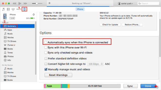 Enable sync iPhone with iTunes over Wi-Fi