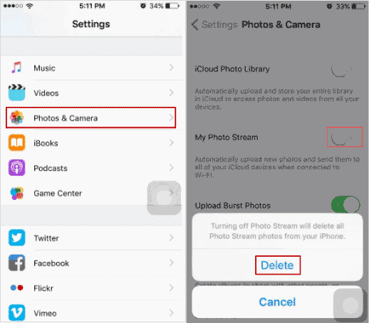 Disable My Photo Stream