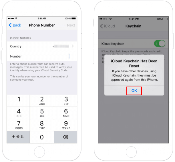 iCloud keychain has been reset