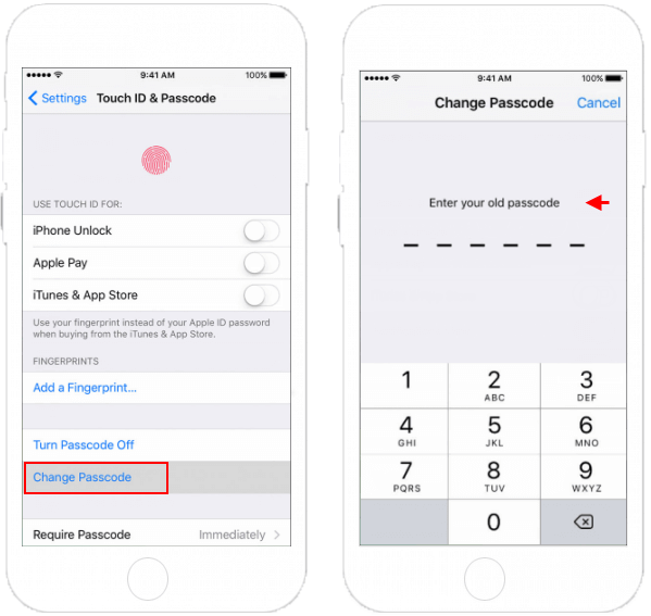 Tap Change Passcode option