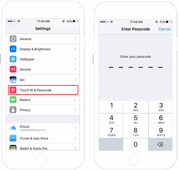 Enter current passcode