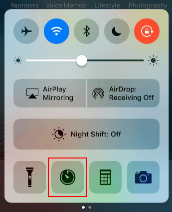 Start a Timer from Control Center