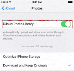 Enable iCloud Photo Library