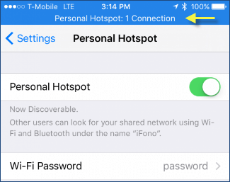 Personal Hotspot Connection