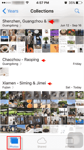 Show the location where you taken photos