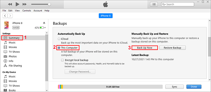 back up old iPhone