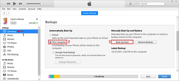 click Back Up Now