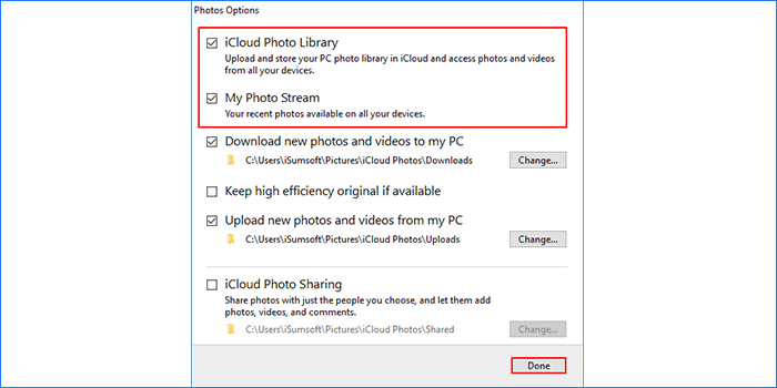 check iCloud Photo Library