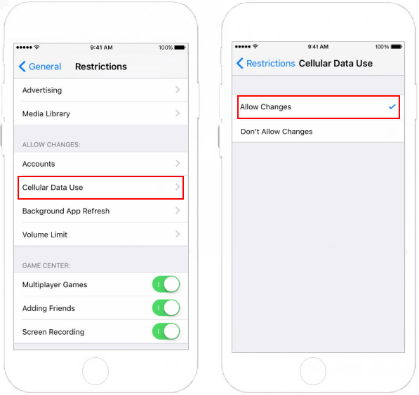Allow change Cellular data usage