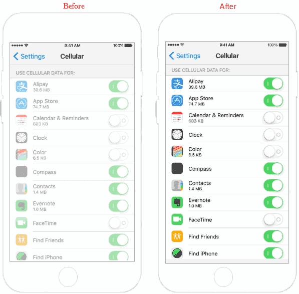 Turn off using Cellular Data for specific app