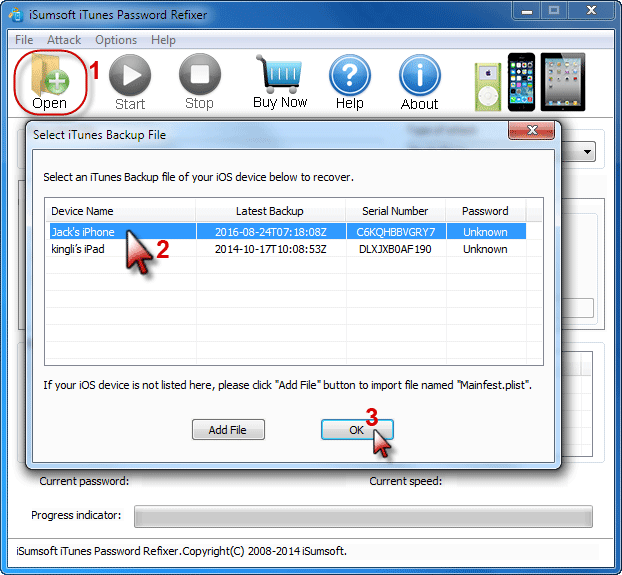Add encrypted iPhone backup